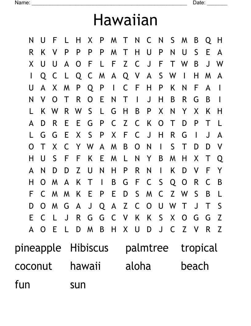 Hawaiian Word Search