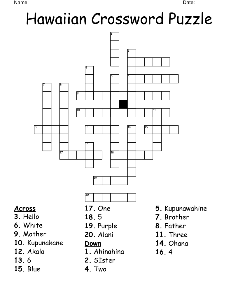 Hawaiian Crossword Puzzle