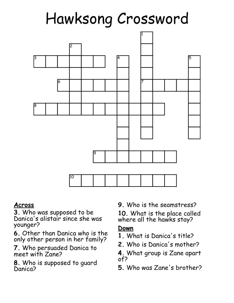 Hawksong Crossword