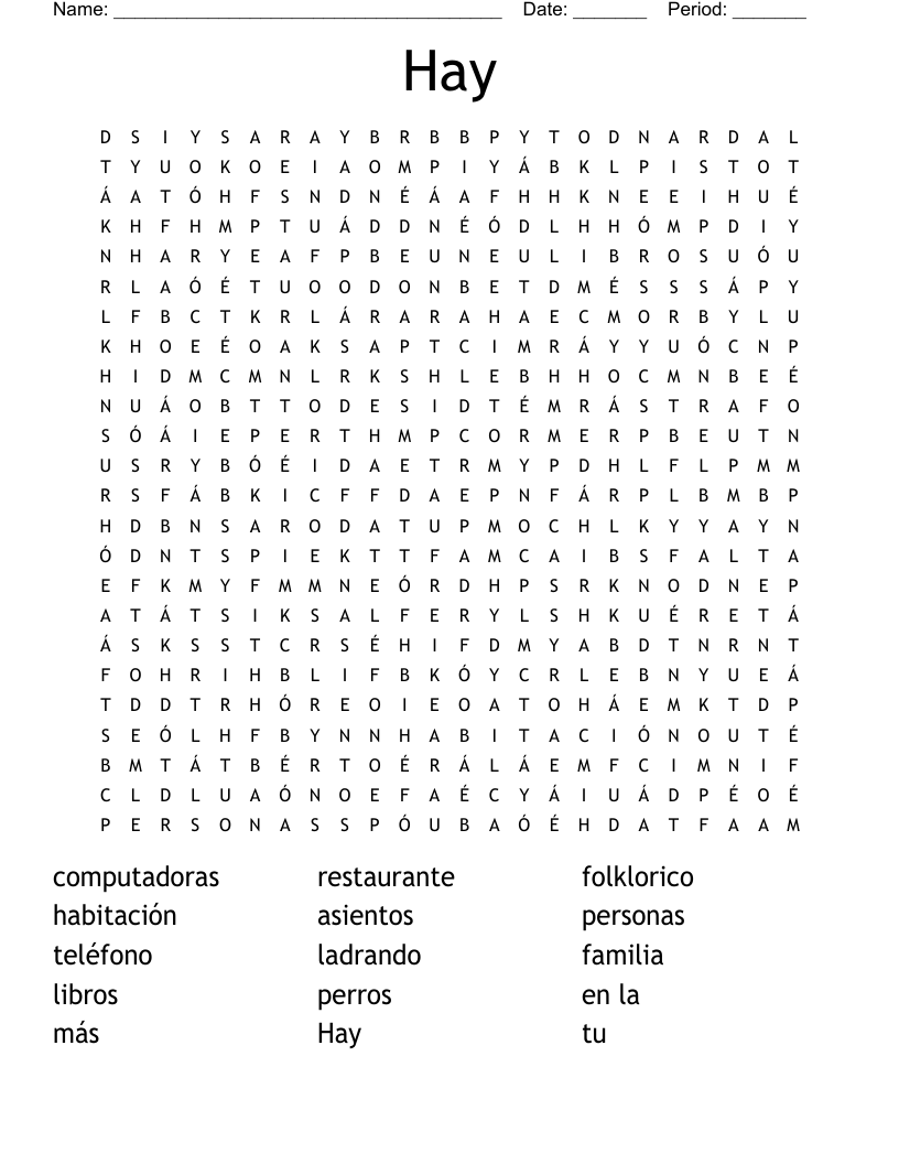 Hay Word Search