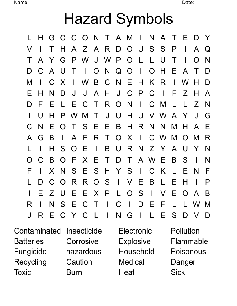 Hazard Symbols Word Search