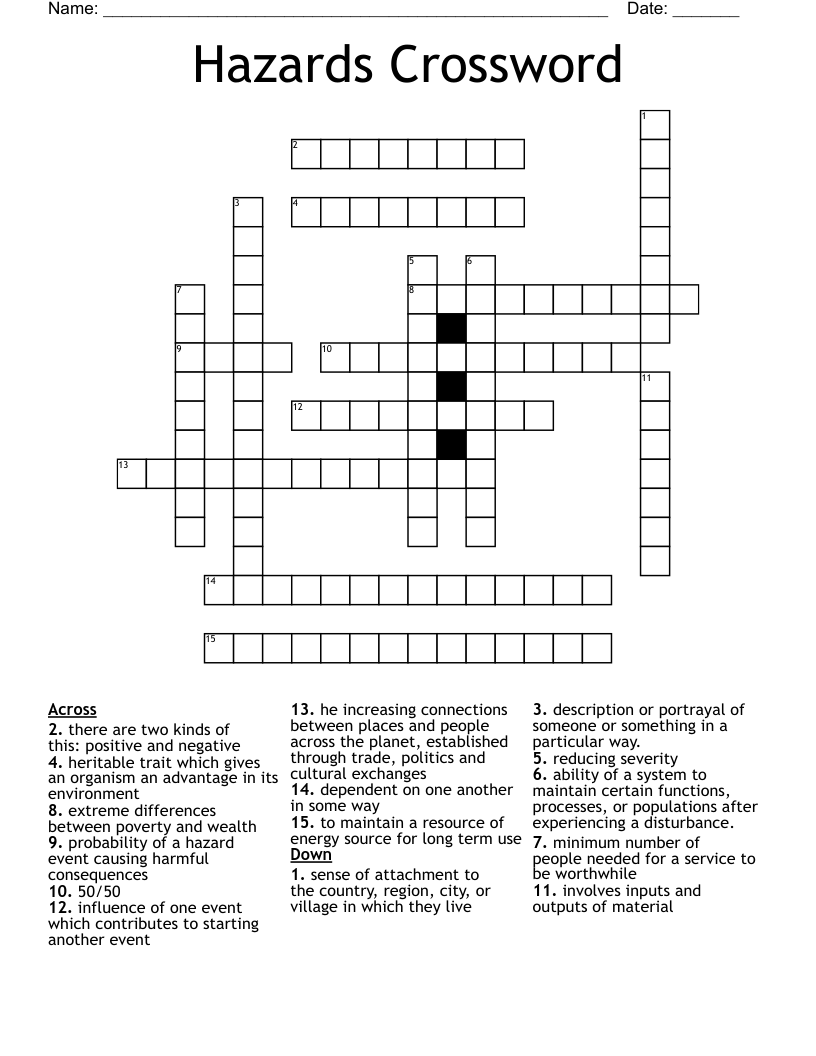 Hazards Crossword
