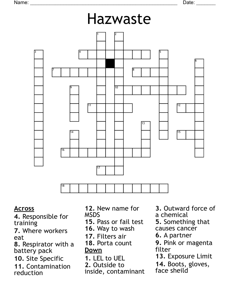 Hazwaste Crossword