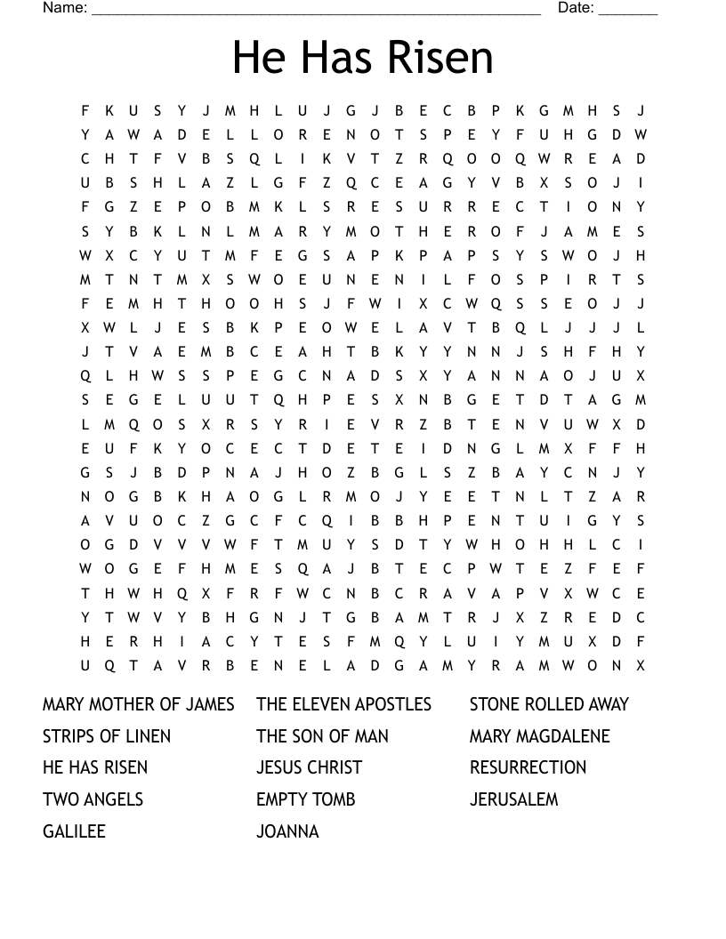He Has Risen Word Search