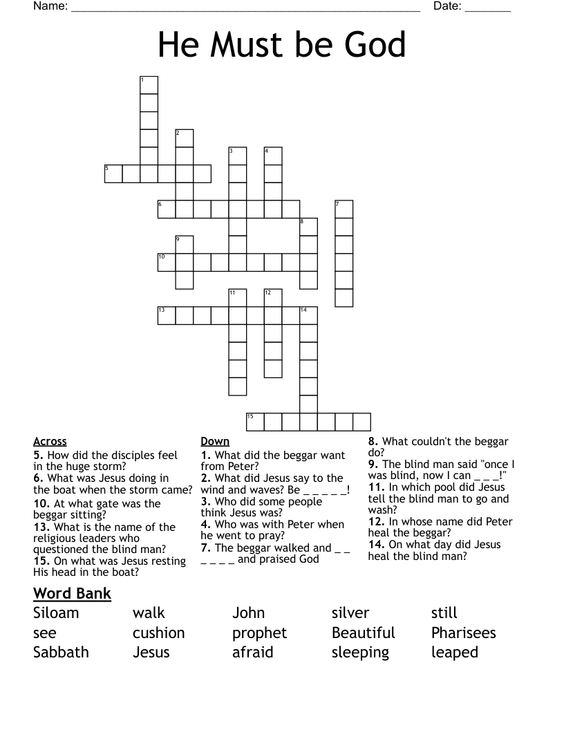 He Must be God Crossword