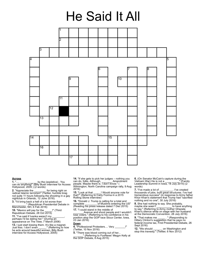 He Said It All Crossword