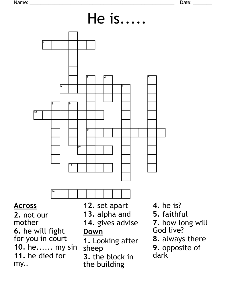 He is..... Crossword