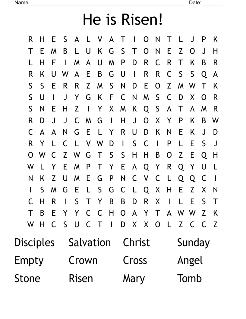 He is Risen! Word Search