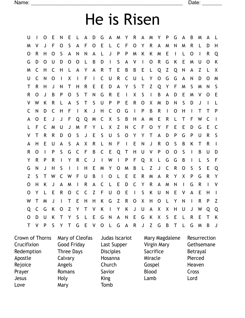 He is Risen  Word Search