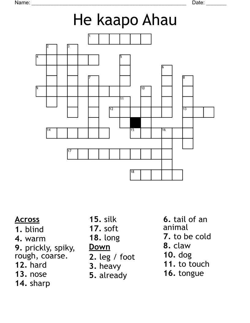 He kaapo Ahau Crossword