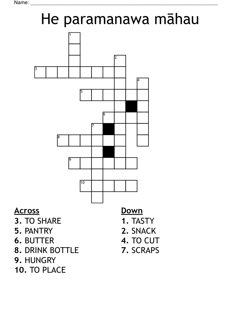 He paramanawa māhau Crossword