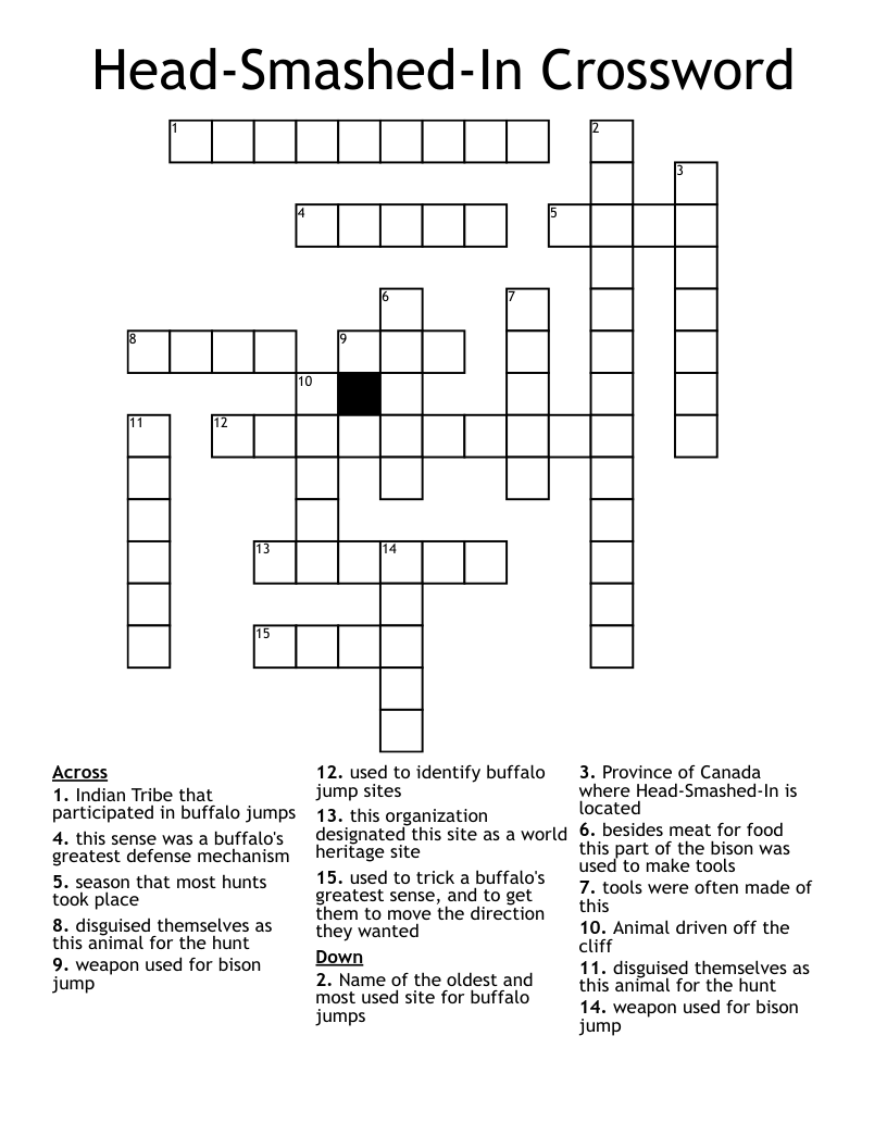 Head-Smashed-In Crossword