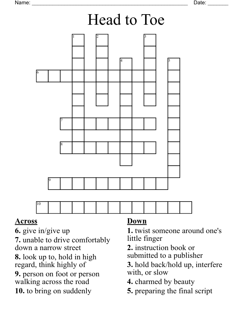 Head to Toe Crossword