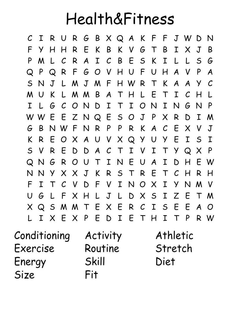 Health&Fitness Word Search