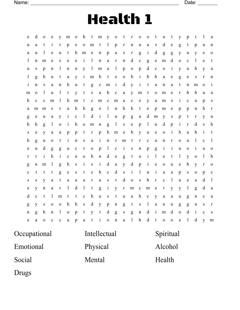 Health 1 Word Search