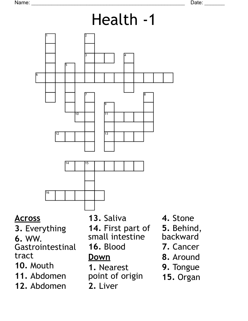 Health -1 Crossword