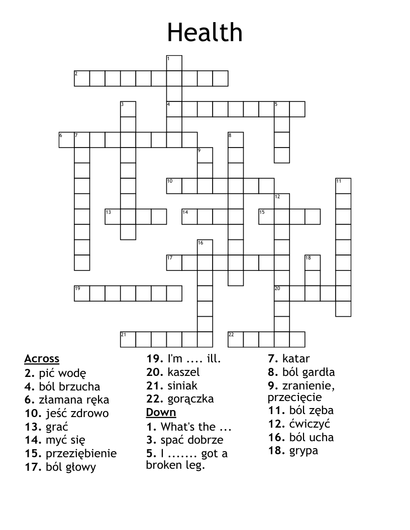 Health Crossword