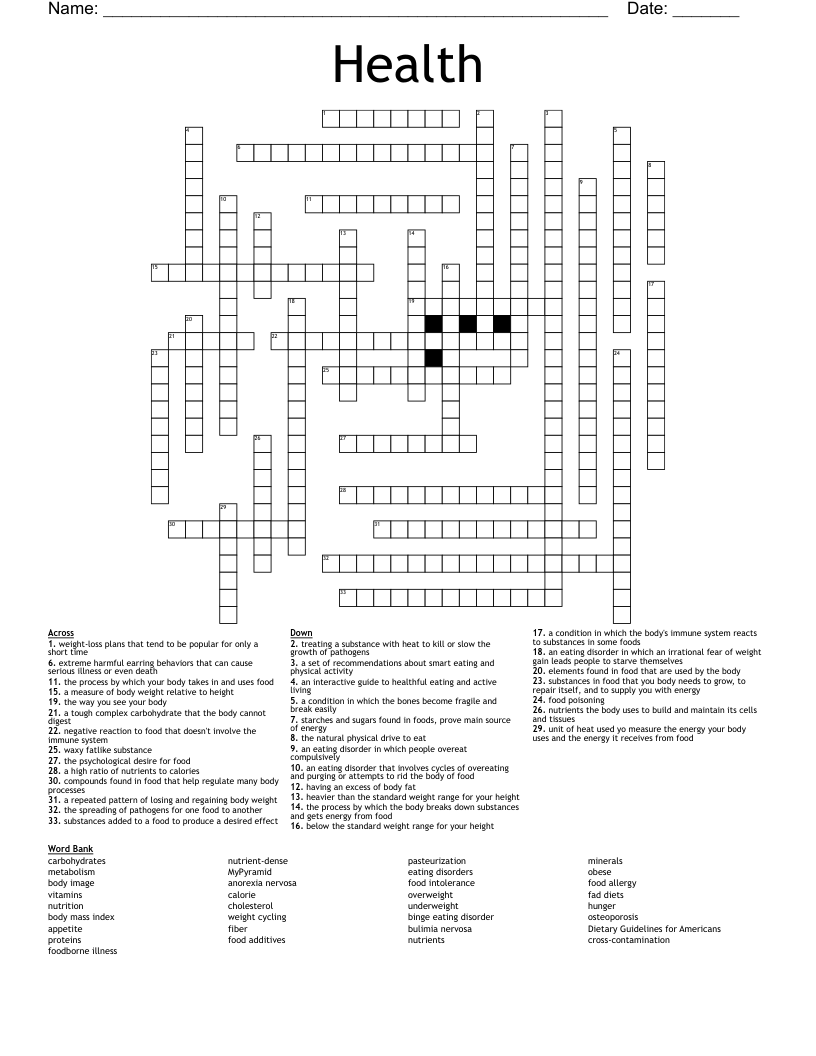 Health Crossword