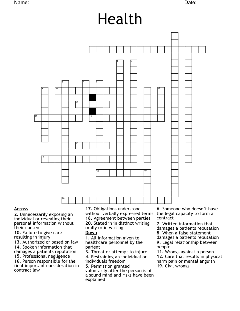 Health Crossword