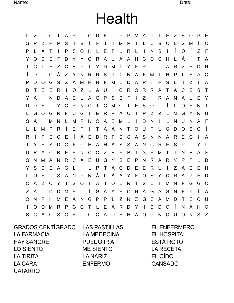 Health Word Search