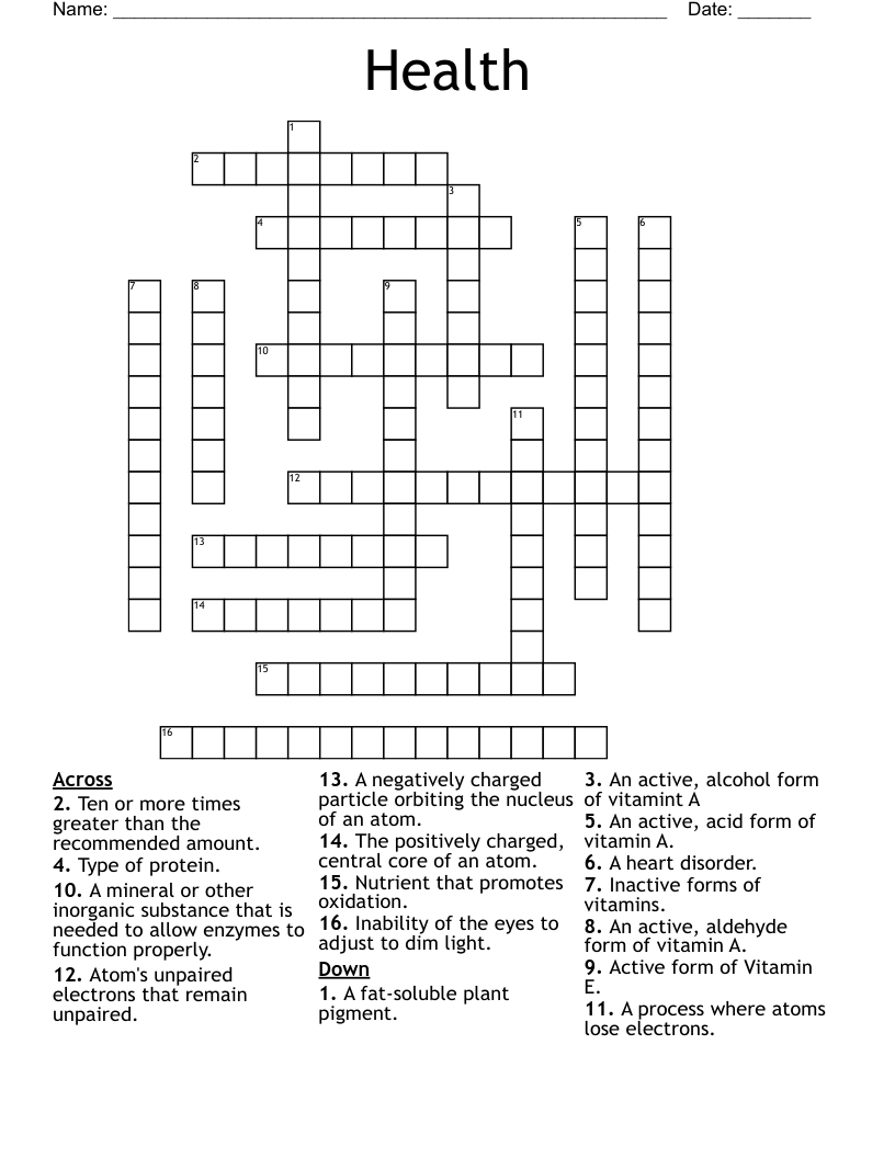 Health Crossword