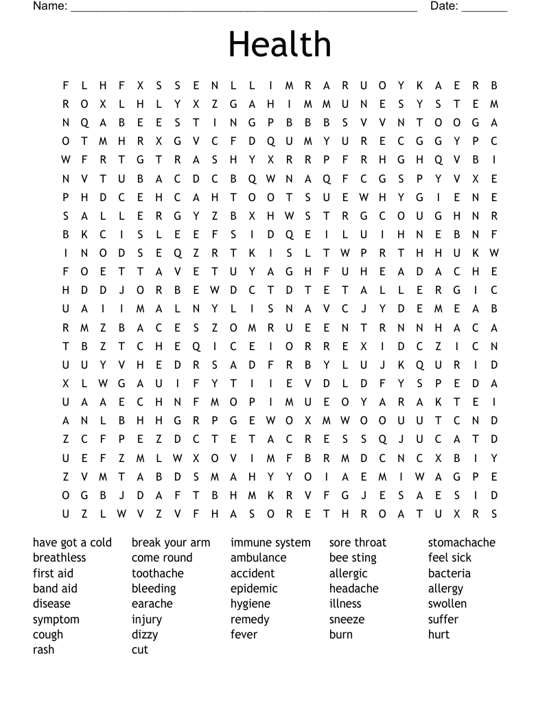 Health Word Search