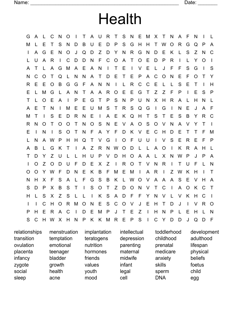 Health Word Search