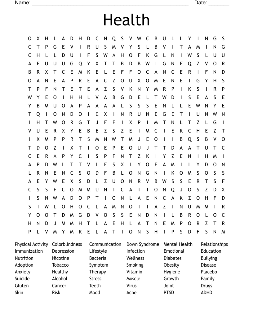 Health Word Search