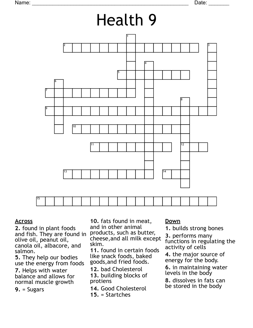Health 9 Crossword