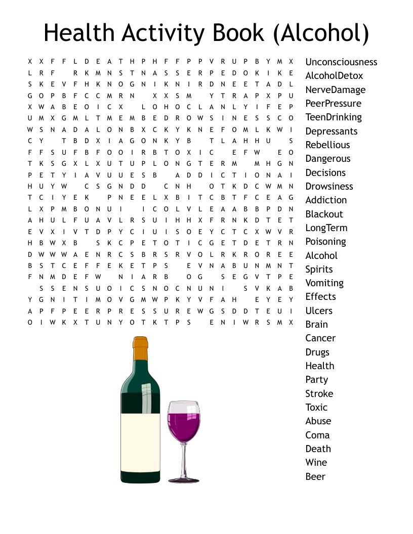 Health Activity Book (Alcohol) Word Search