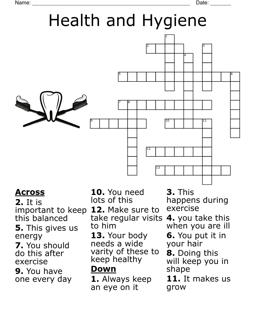 Health and Hygiene   Crossword