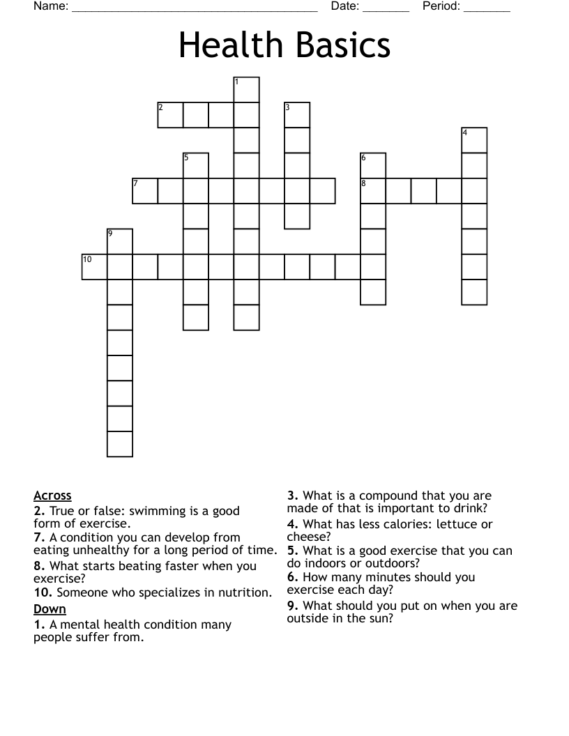 Health Basics Crossword