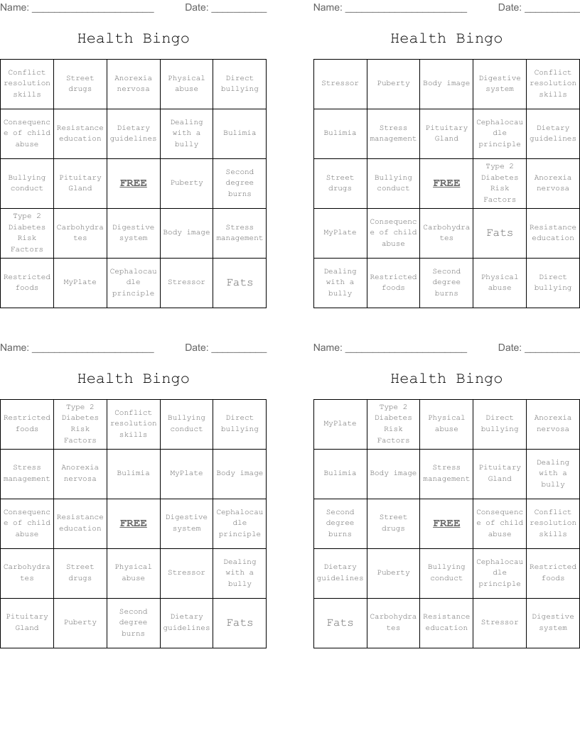 Health Bingo
