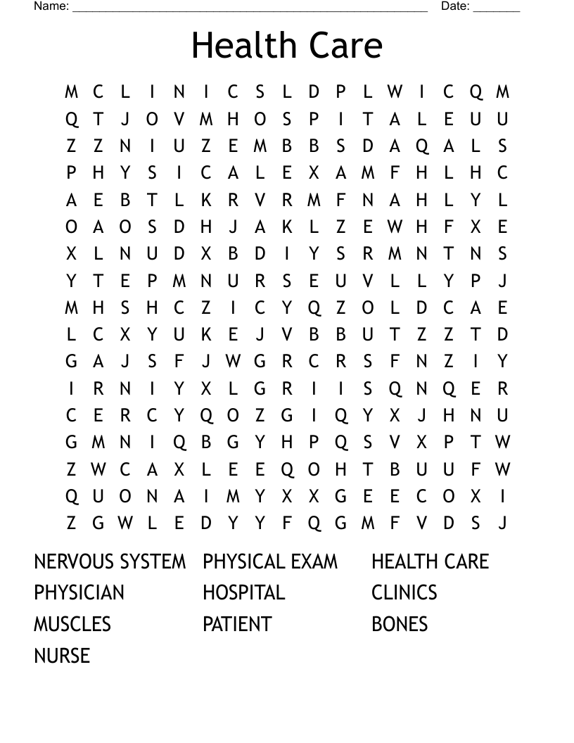 Health Care Word Search