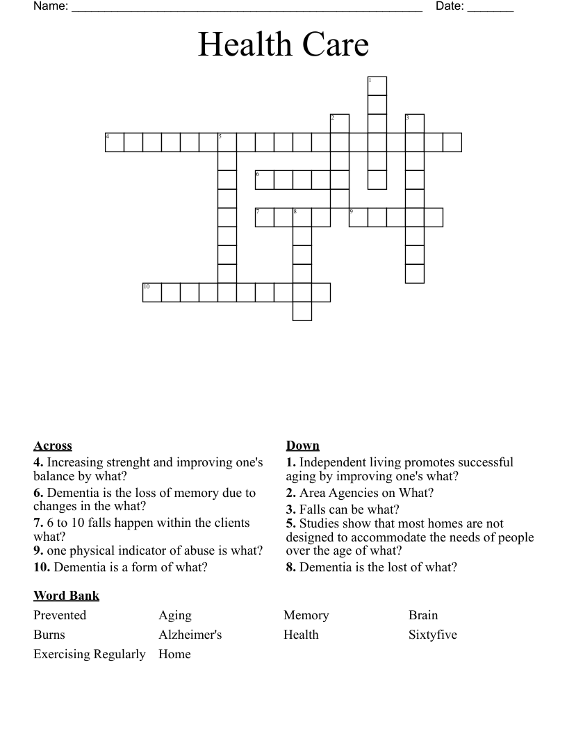 Health Care Crossword