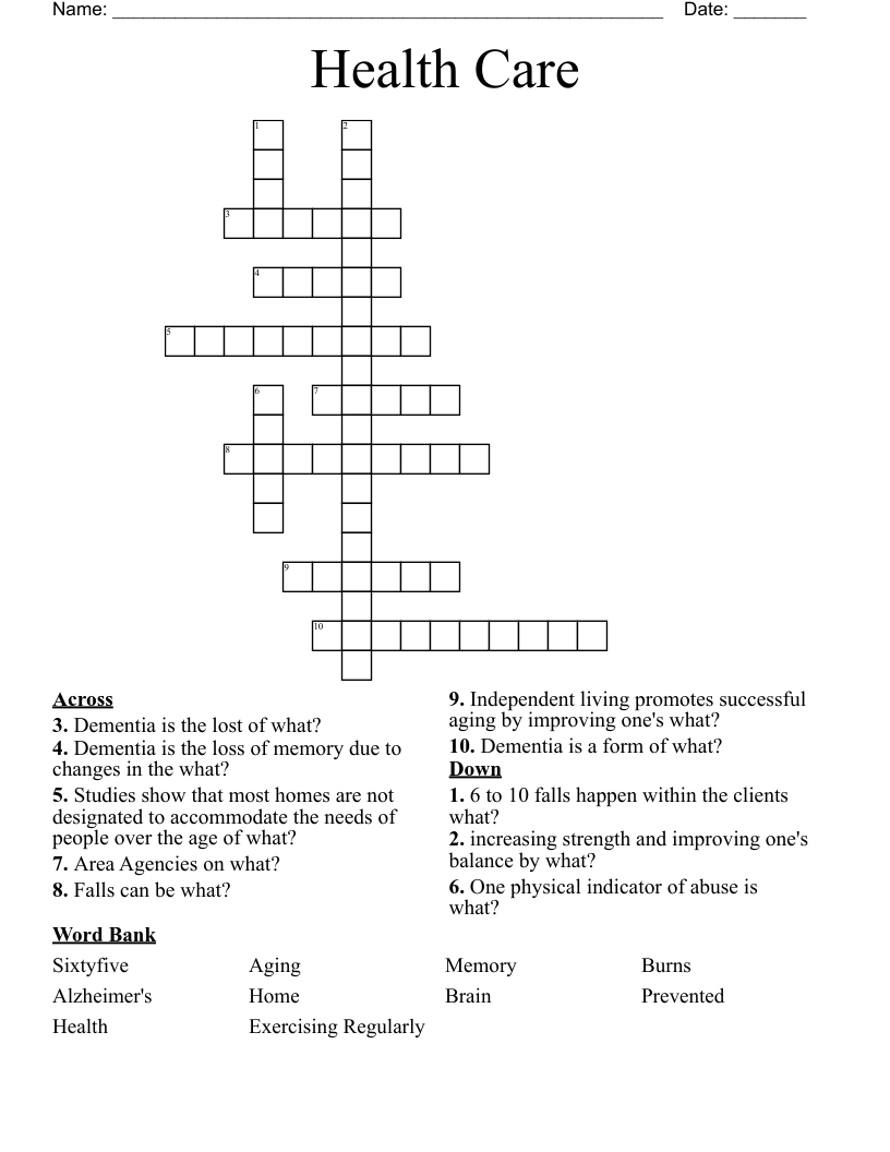 Health Care Crossword