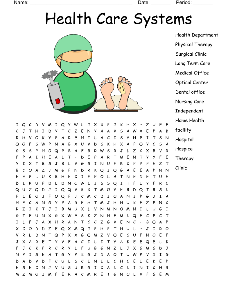 Health Care Systems Word Search