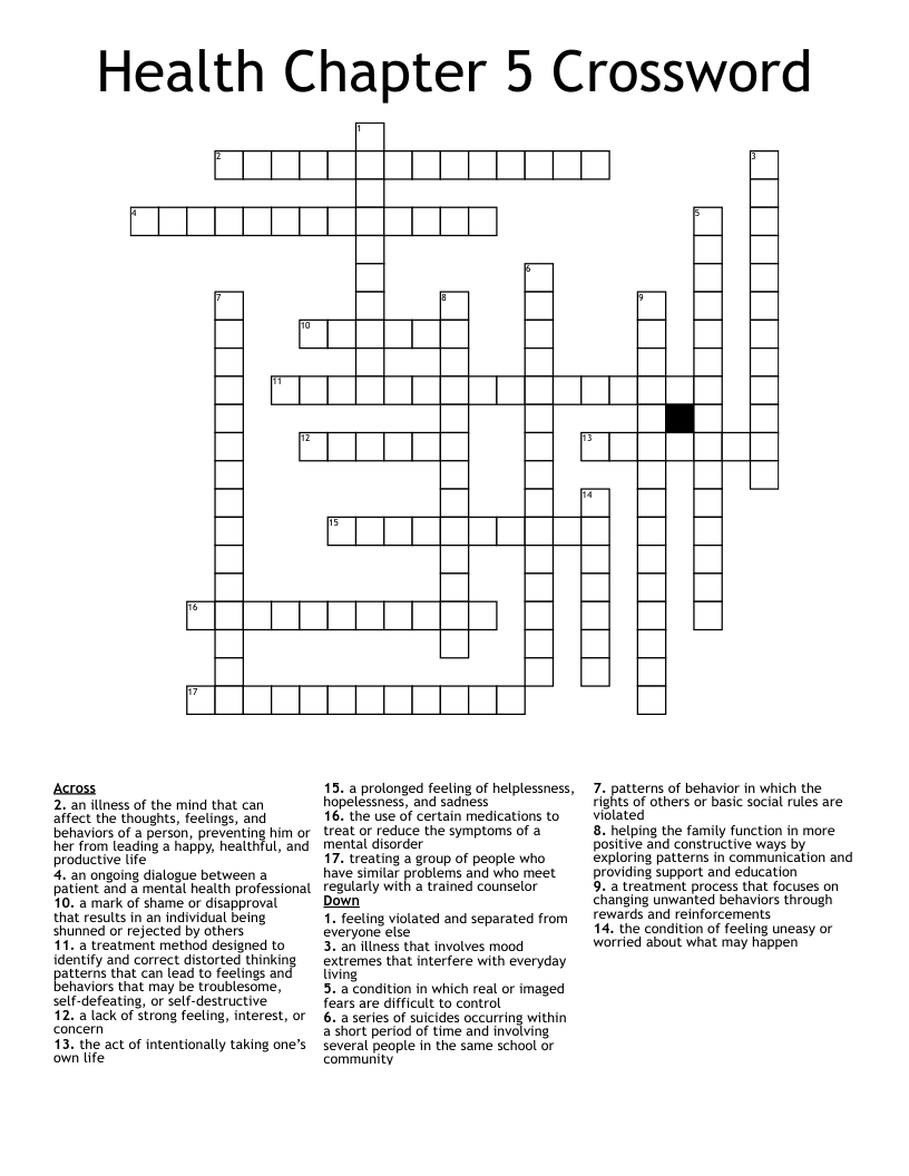 Health Chapter 5 Crossword