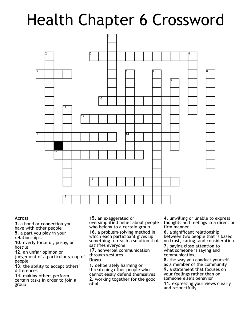 Health Chapter 6 Crossword