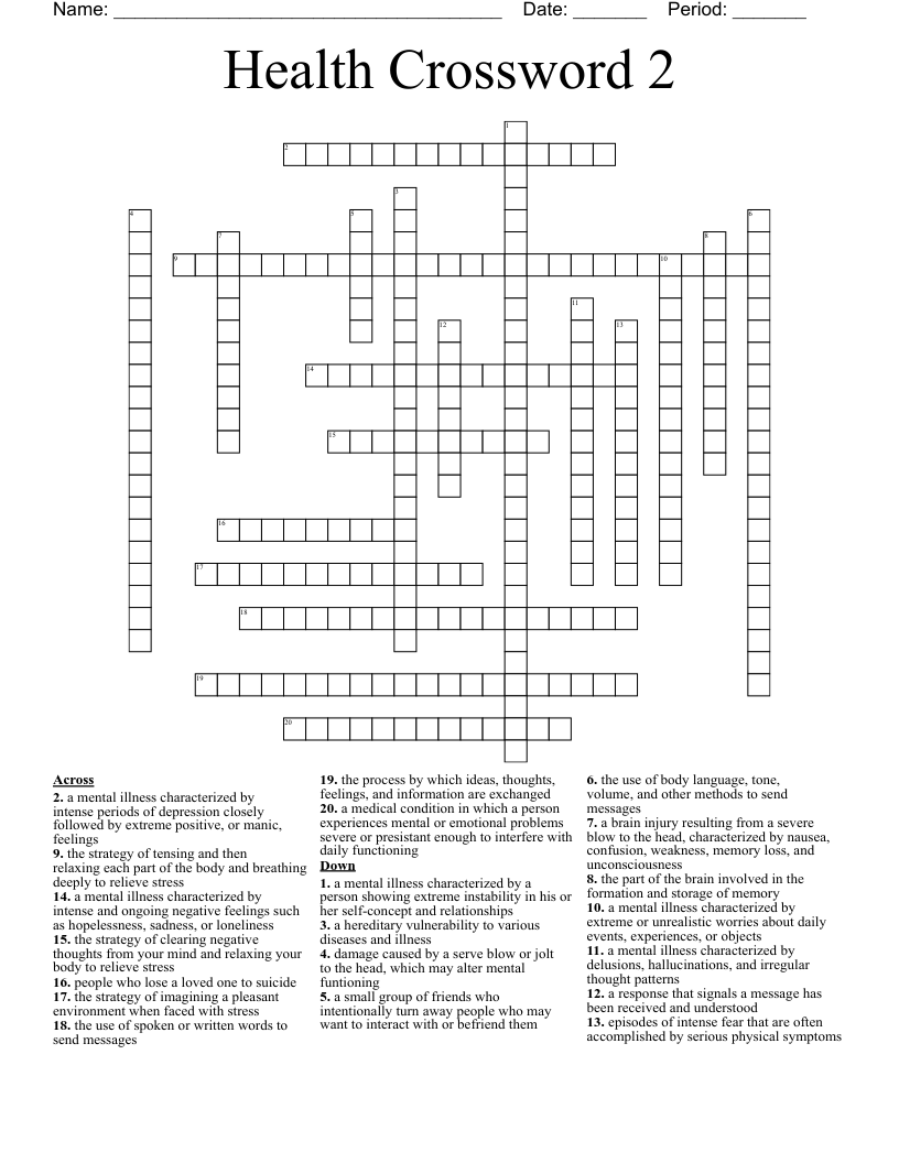 Health Crossword 2