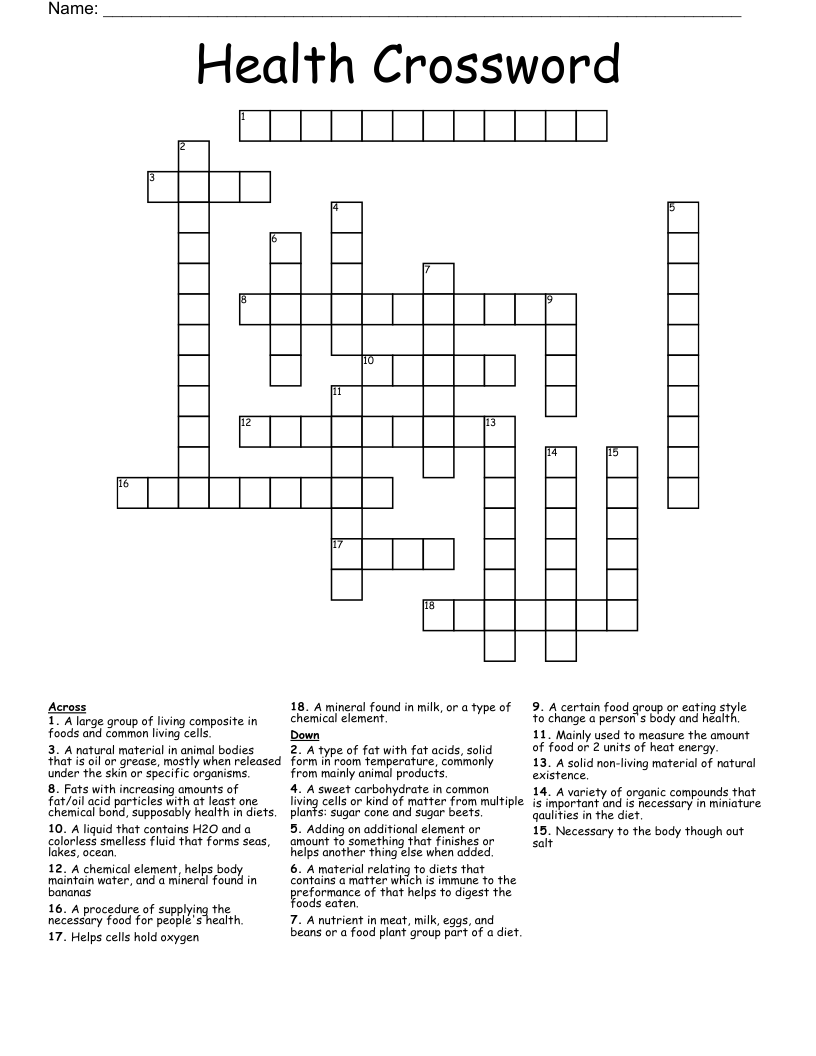 Health Crossword