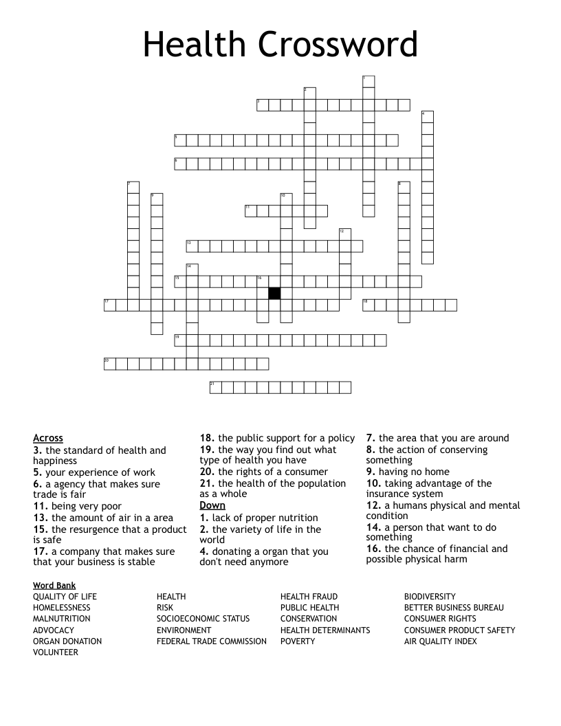 Health Crossword