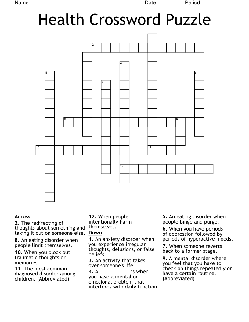 Health Crossword Puzzle
