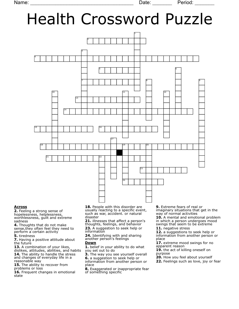 Health Crossword Puzzle