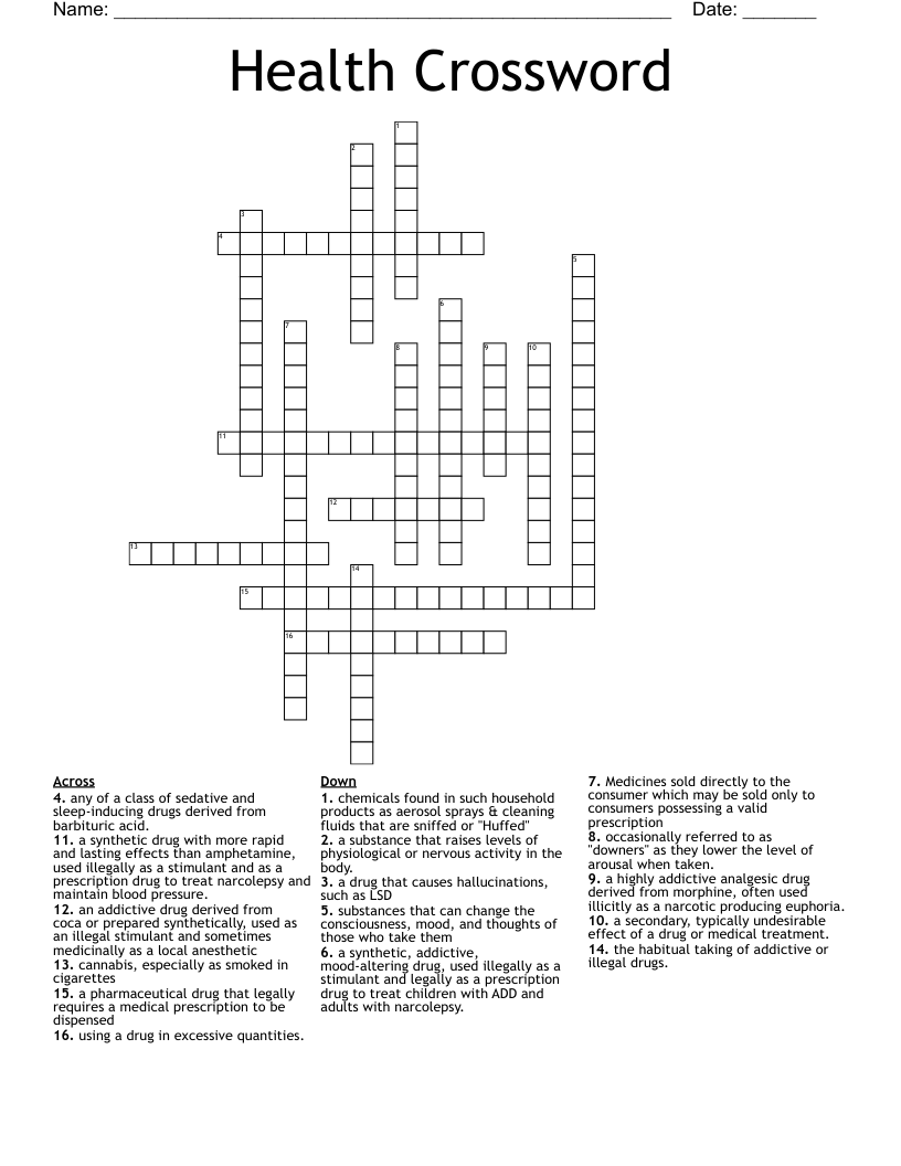 Health Crossword 