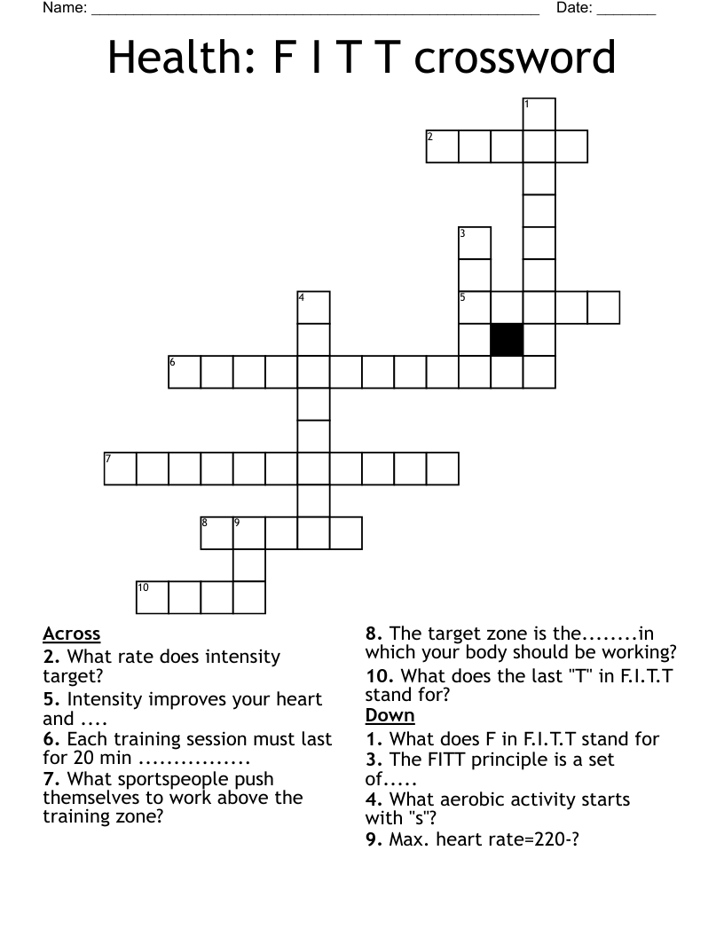 Health: F I T T crossword 