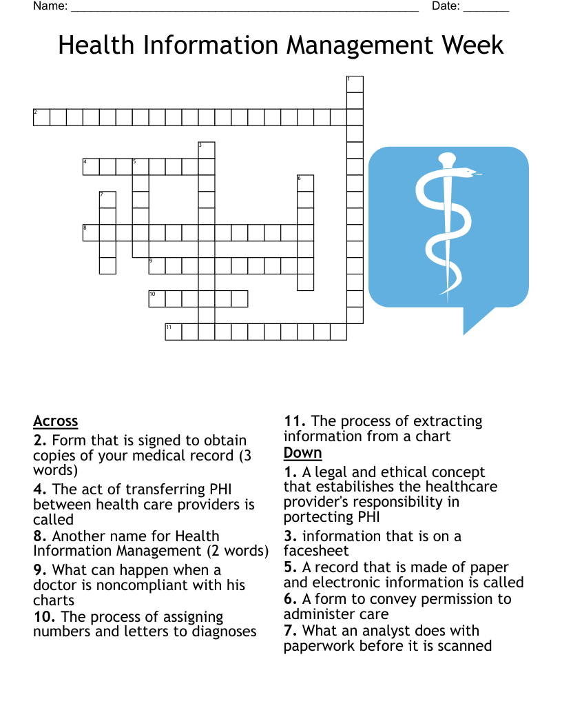 Health Information Management Week Crossword