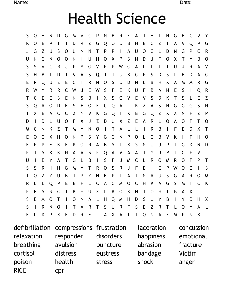 Health Science Word Search