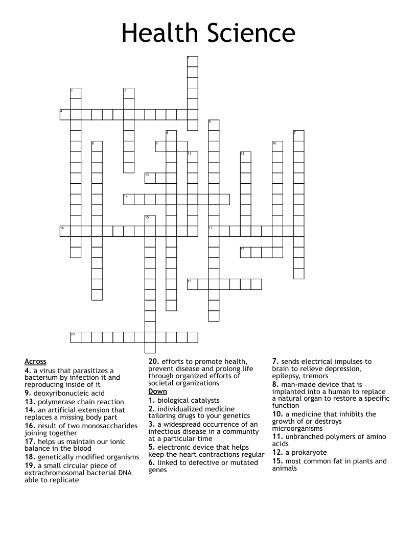 Health Science  Crossword