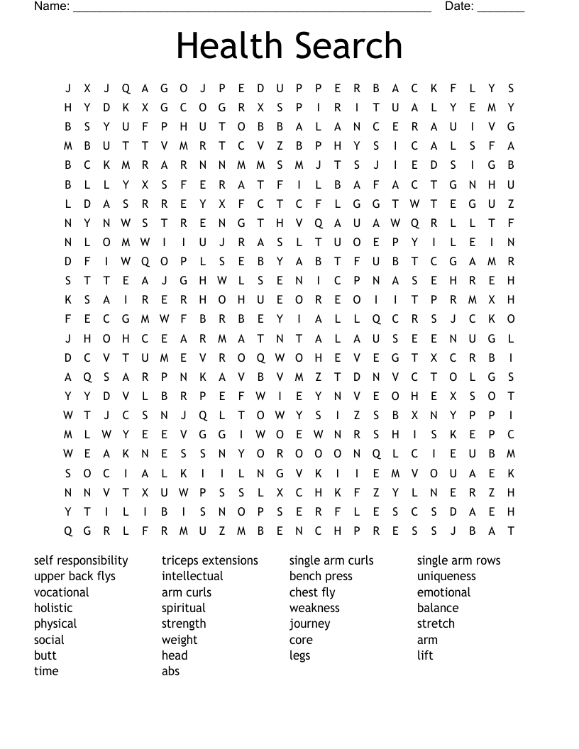 Health Search Word Search
